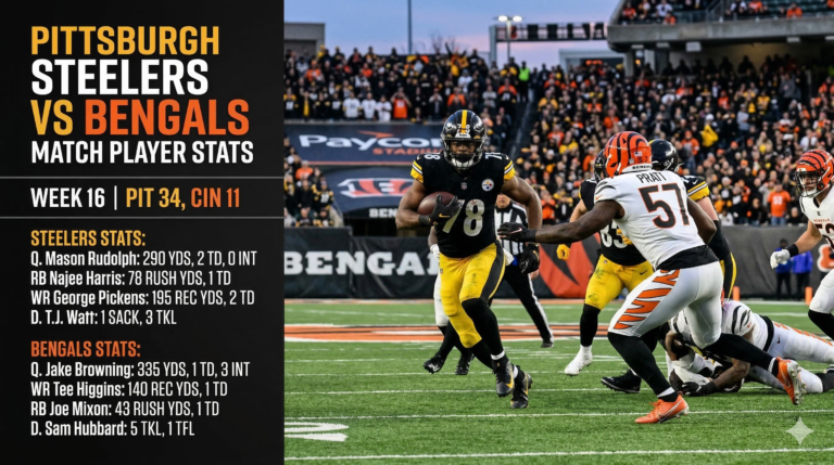 Pittsburgh Steelers vs Bengals Match Player Stats