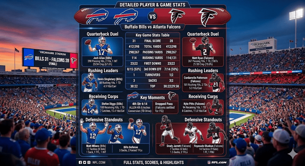 Buffalo Bills vs Atlanta Falcons Match Player Stats