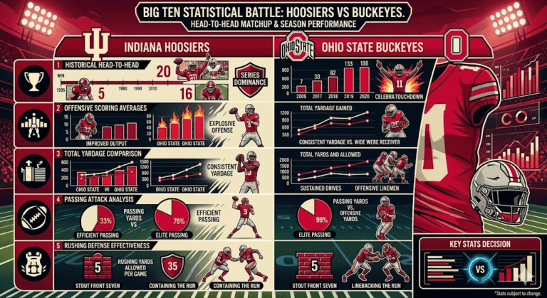 Indiana Hoosiers Football vs Ohio State Buckeyes Football Stats