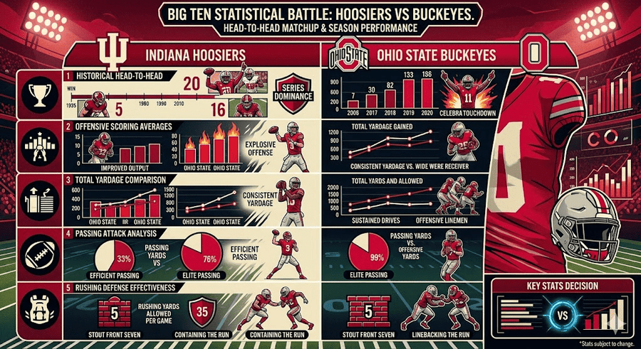 Indiana Hoosiers Football vs Ohio State Buckeyes Football Stats