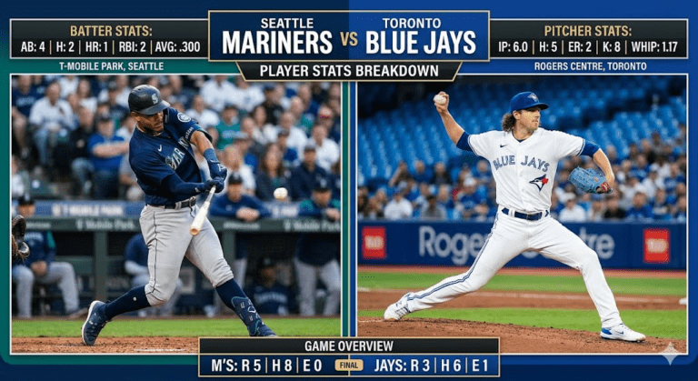Seattle Mariners vs Toronto Blue Jays match player stats