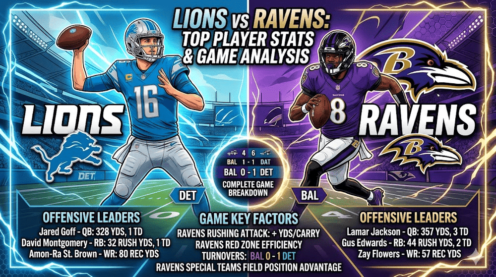 Lions vs Ravens: Top Player Stats & Game Analysis