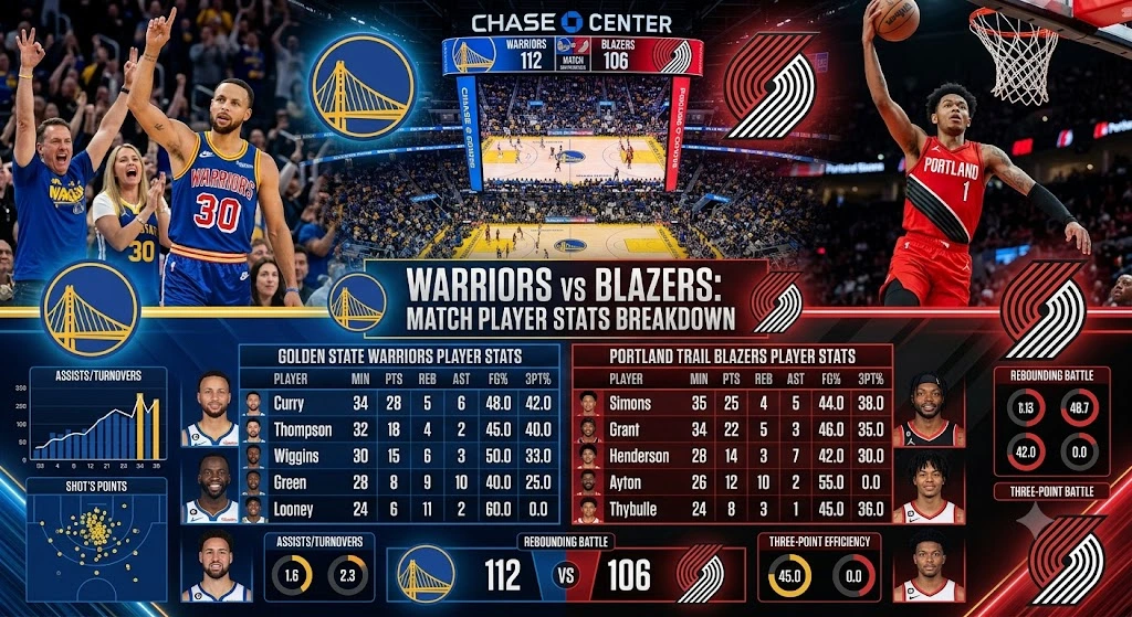 Golden State Warriors vs Portland Trail Blazers Match Player Stats