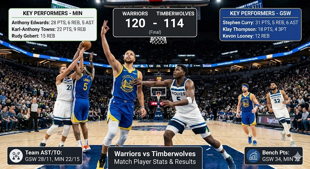 Warriors vs Timberwolves Match Player Stats