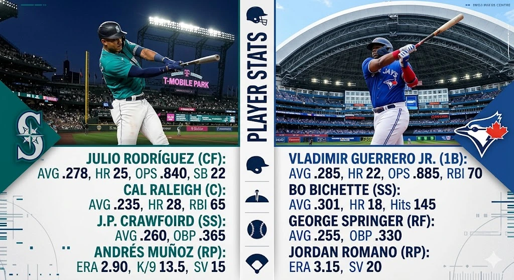 Seattle Mariners vs Toronto Blue Jays Match Player Stats