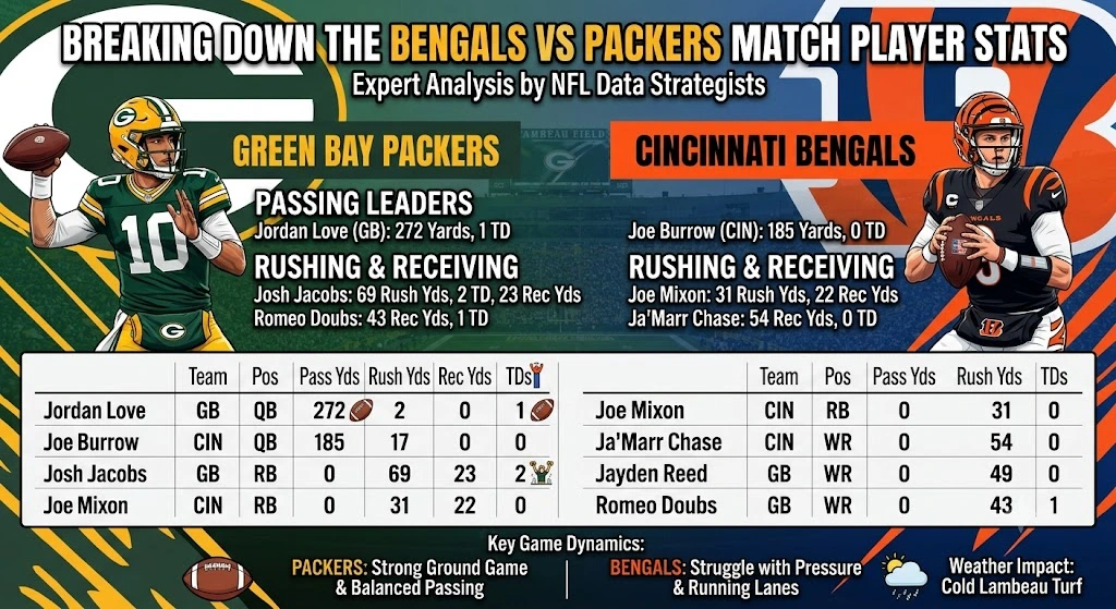Bengals vs Green Bay Packers match player stats