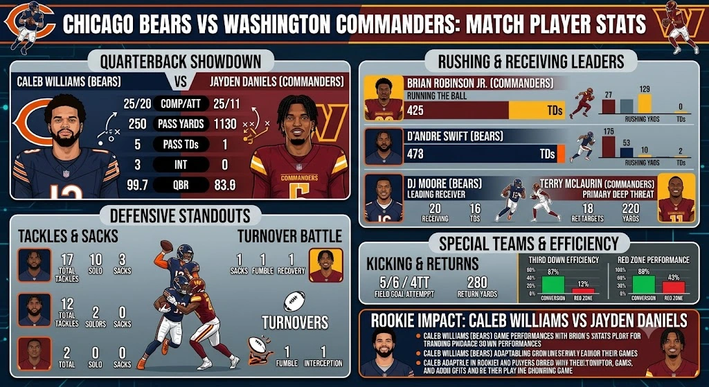 Chicago Bears vs Washington Commanders Match Player Stats