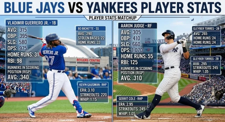 Toronto Blue Jays vs New York Yankees Match Player Stats